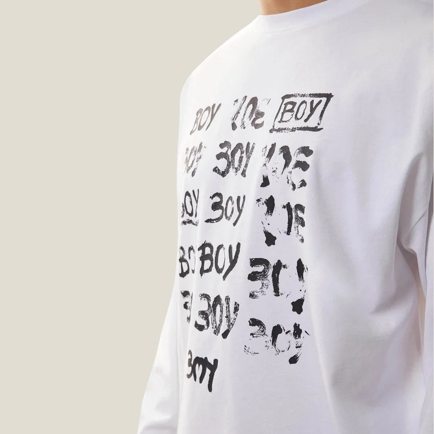 Boy Repeat Long Sleeve Graphic Top