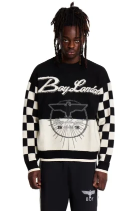 Chequered Sleeve Knit
