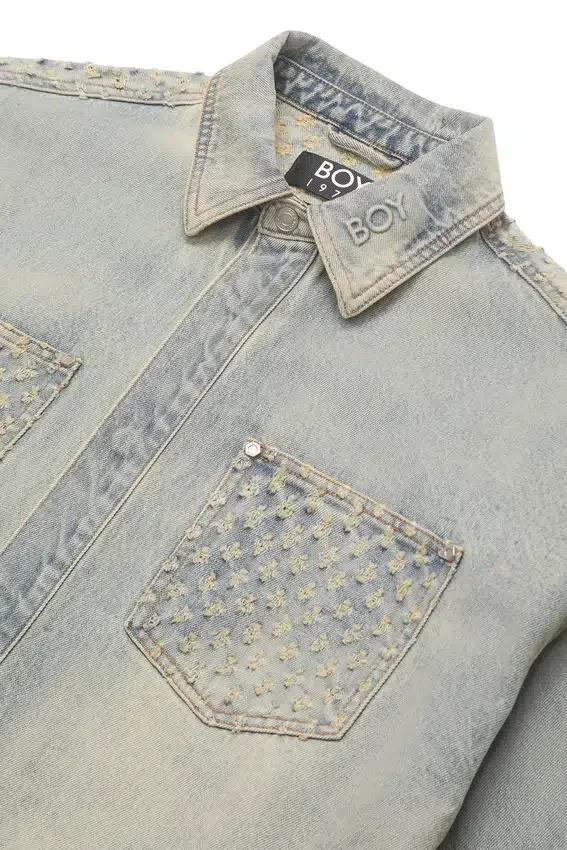 Laser Distressed Denim Jacket