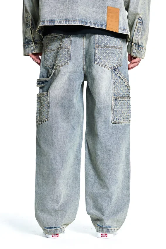 Laser Distressed Denim Trousers