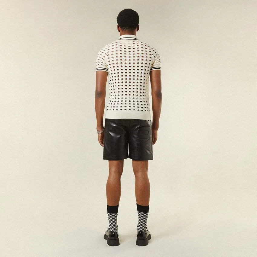 Open Mesh Knitted Polo T-Shirt